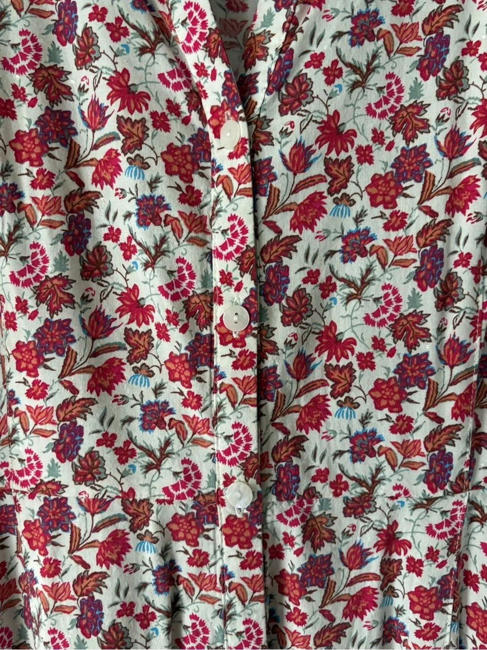 Universal Thread Red Floral Midi Dress with V-Neck and Balloon Sleeves | L - Picture 5 of 8
